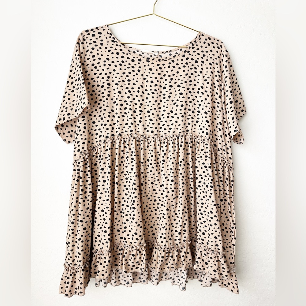 Women’s plus 2x babydoll style top - leopard print - boutique